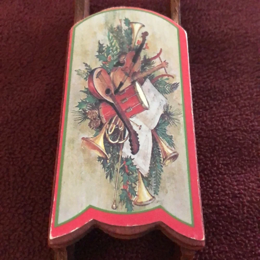 Vintage wooden sled ornament
